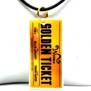 COPY - Charlie And The Chocolate Factory Movie Golden Ticket Willy Wonka Neckla…